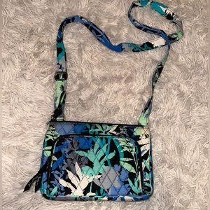 Vera Bradley Quilted Tropical Floral Teal Crossbody Bag Colorful Preppy 10"x7"